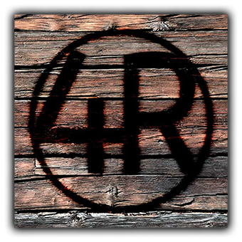 Circle 4R Property Management logo burned onto wood planks